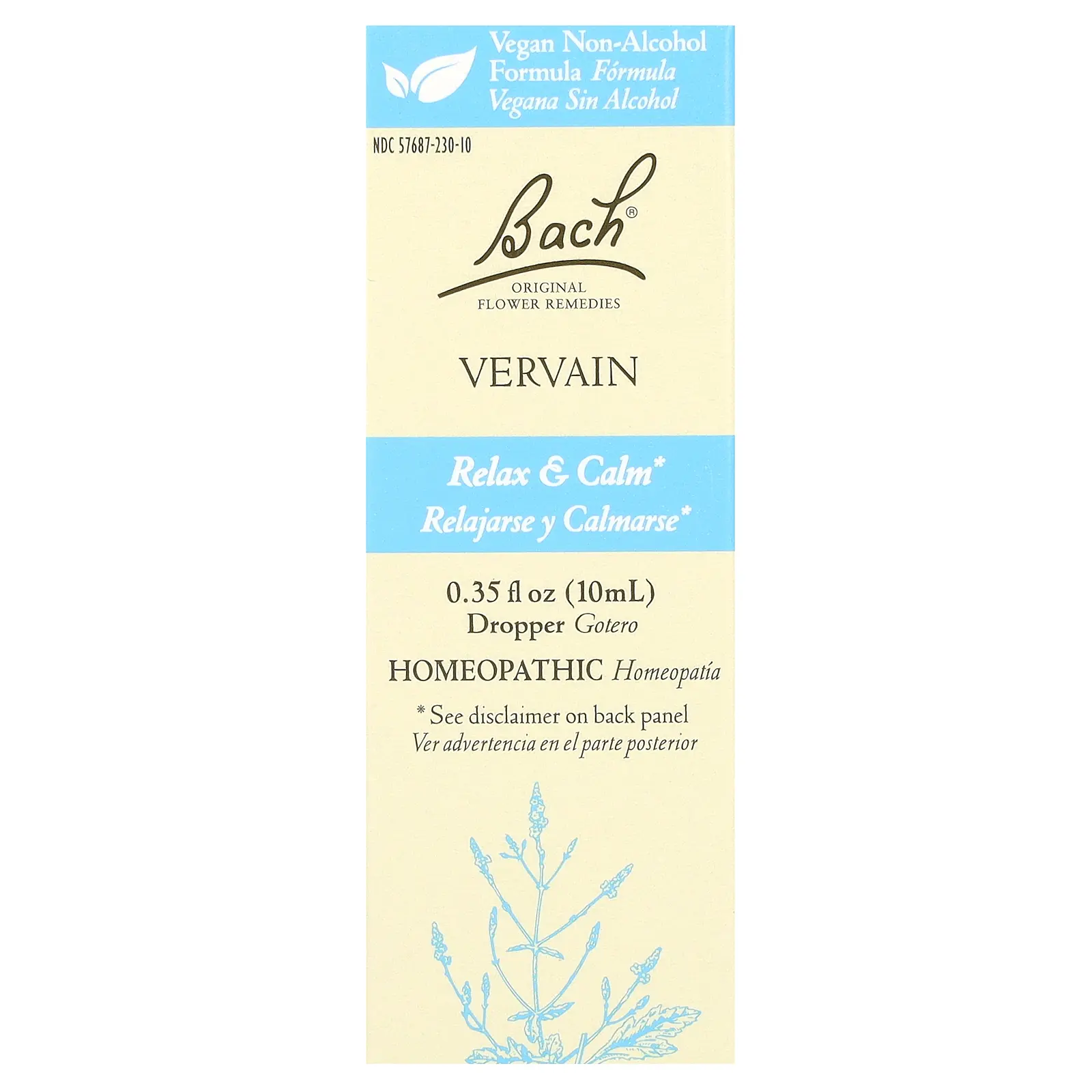Bach Original Flower Remedies, Vervain, 0.35 fl oz (10 ml)