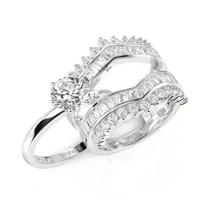 Jeulia Round Cut Interchangeable Bridal Ring Set