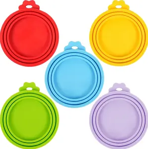 5-Pack Silicone Pet Food Can Covers with Easy-Open Handle, Universal Fit for Dog and Cat Food Cans, Reusable Cans Can Lids for Kitchen Preserving Containers