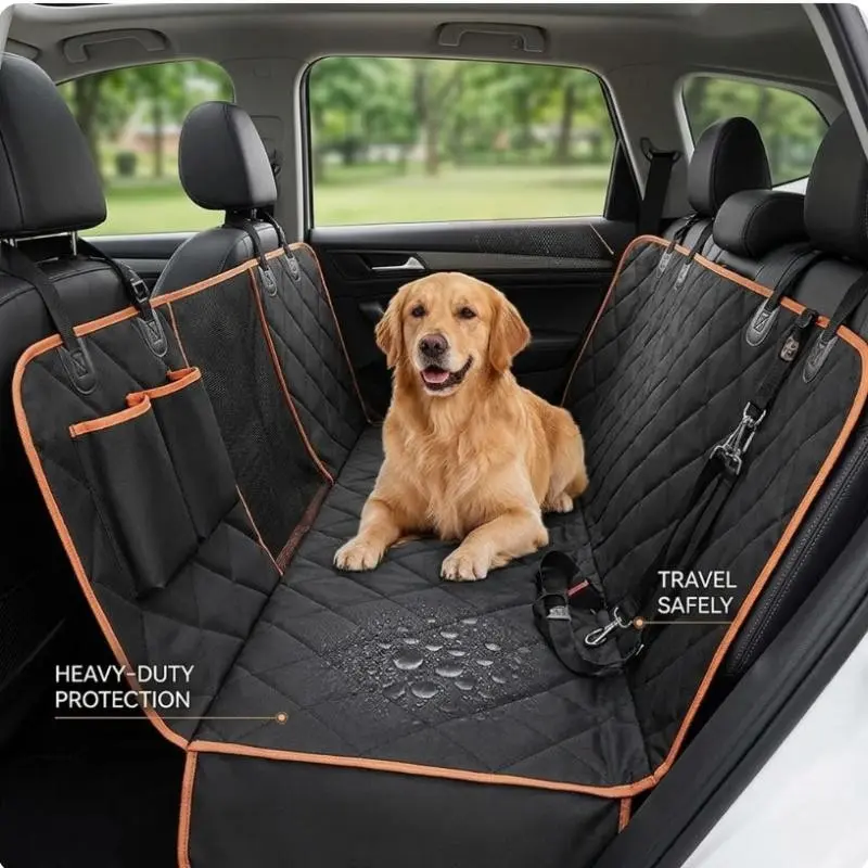 Ultimate Pet Car Seat Cover, Thick 600D Oxford Fabric, Rear Passenger Pet Bed, Durable Scratch-Resistant, Suitable for All Dog Sizes