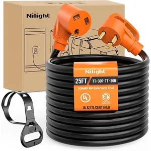 Nilight 30 Amp 25FT RV Extension Cord 125V Heavy Duty 10 Gauge Pure Copper STW Wire UL ETL Listed 3 Prong TT-30P TT-30R 30F/30M Weatherproof Suit for Camper Caravan Trailer Outdoor fathersdaygift