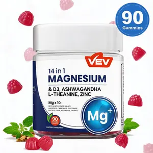 VEV 14-in-1 Magnesium Gummies Complex – Ashwagandha, L-Theanine, D3 & Zinc – 90-Count, Sugar-Free