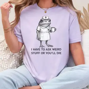 Funny Nurse Frog Shirt, Unhinged Whimsical Coqui Comfort Colors Graphic Tee, Medieval Dark Humor tshirt, Coffee Lover Nursing Shirt