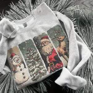 Vintage Christmas Crewneck Sweatshirt | Gildan Sublimated Holiday Pullover | Retro Santa Sweater | Cozy Christmas Gift Sweatshirt