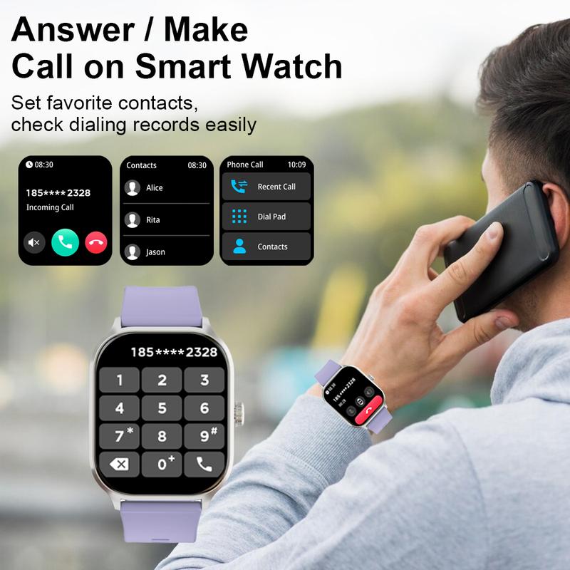 2.01 Inch Full Touch Screen Smart Watch with Text Reminder and Call Answer, IP68 Waterproof, for Android/iPhone, Fitness Tracking Watch, 100+ Sports Modes Smartwatch for Men and Women Gift