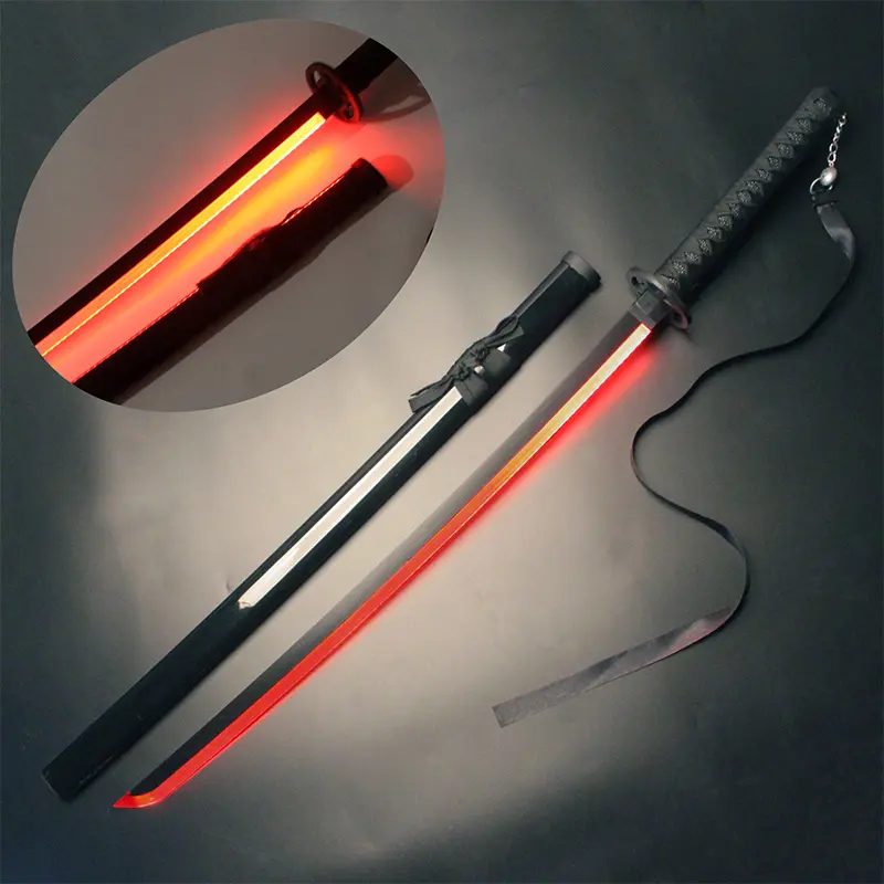 ELERVINO 41in LED Light Cosplay Bleach Sword Sode no Shirayuki - Plastic Swords with Black Belt, Holder Stand Display, 1.1 lb, for Halloween Anime Role-Playing (12+ Years) Collection Decoration, Christmas Birthday Gift