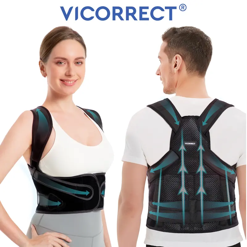 VICORRECT Adjustable Posture Corrector for Men and Women, with Adjustable Shoulder Strap and Back Support Plate, Waist Trainer Anti Hunchback, Fitness Shoulder Straps Breathable Healthcare Tool Brace,back to school
