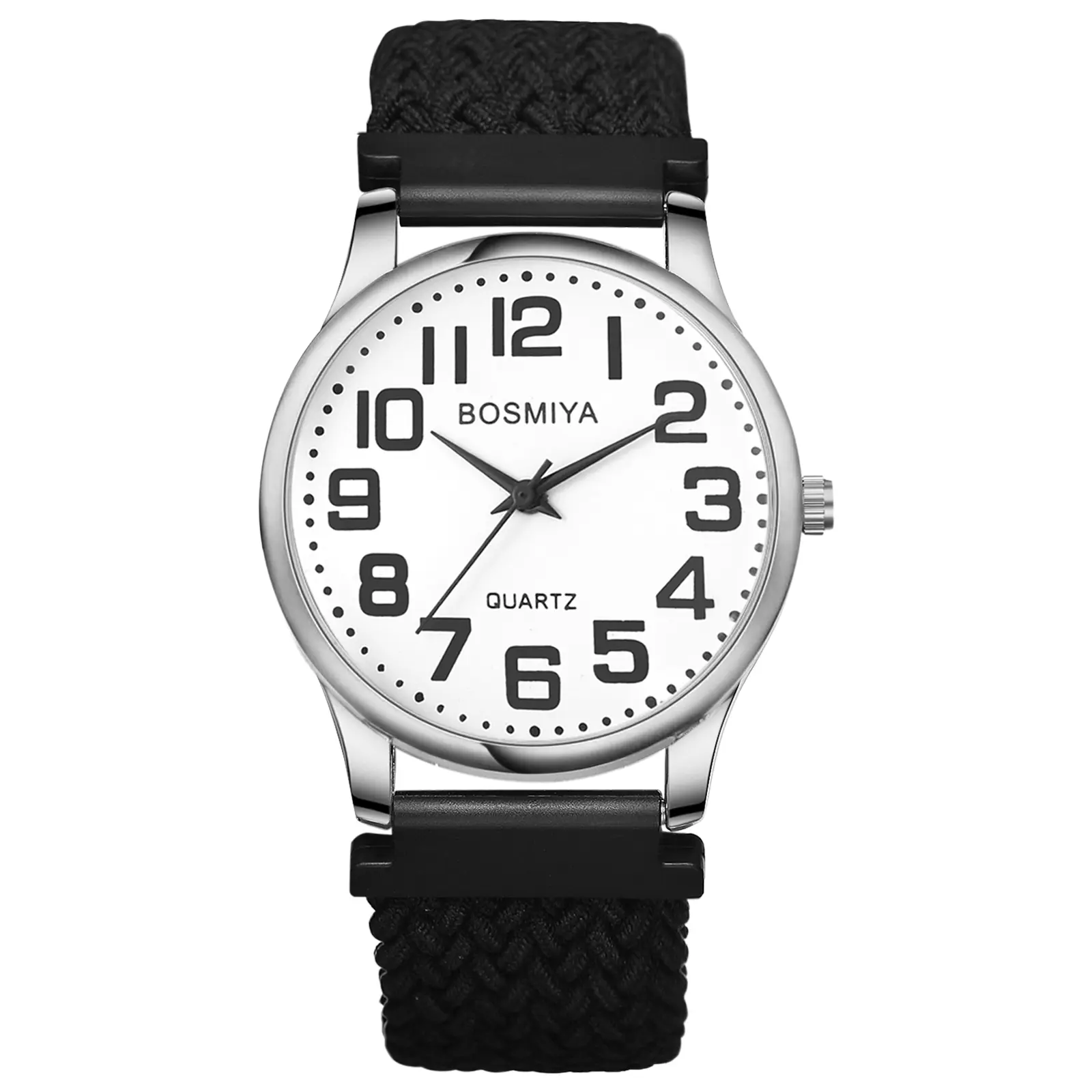 OIDEA Unisex Watch for Seniors with Woven Elastic Expansion Band, Easy On Analog Quartz with Large, Easy-to-Read Numerals, Easy On Quartz Watches