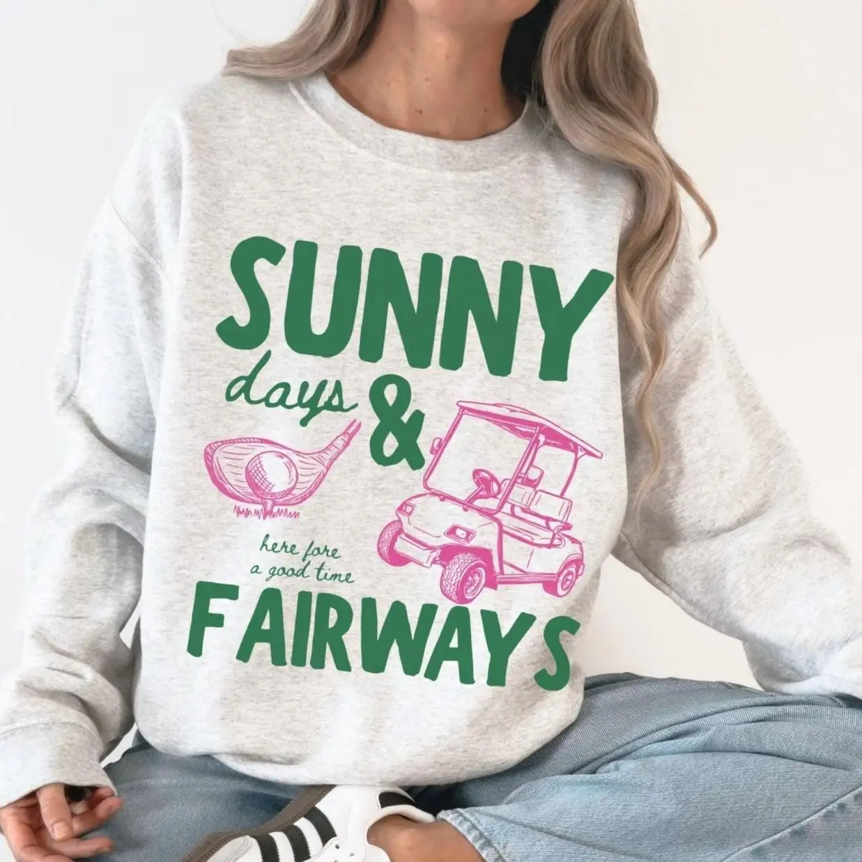 Sunny Days and Fairways Crewneck, Golf Sweatshirt, Golf Lover Gift, Summer Graphic Pullover - Lauriel Designs  DB