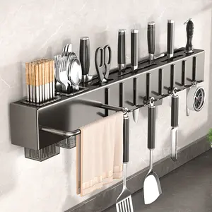 Stick It.Lock It.Use It.🔒| Wall-Mounted Knife & Utensil Holder| No Drilling Needed| Holds Heavy Knives Without Budging