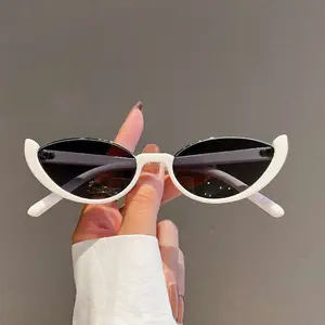 Women's Semi-Rimless Cat Eye Sunglasses - Modern Trendy, Trendy Styling Retro Chic Eyewear with Polyamide PA Blue Light Blocking Lenses, Personalized Fashion Street Photography Accessory, Modern Trendy Sunglasses