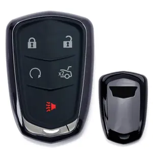 iJDMTOY Chrome Finish Black TPU Key Fob Protective Cover Case For 2015-up Cadillac ATS CTS CT6 ELR XTS XT5 SRX Escalade (Please Verify Your Actual Key Before Buying)