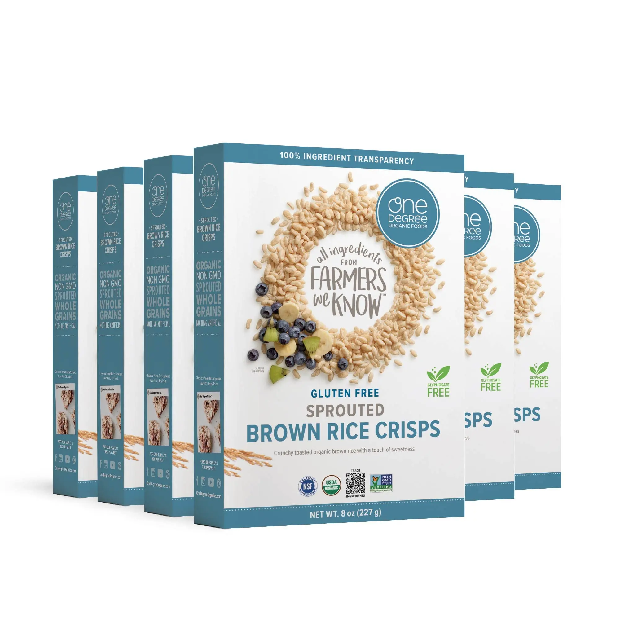 One Degree Organic Foods Sprouted Brown Rice Crisps USDA Organic Non-GMO Gluten Free Brown Rice Cereal 8 oz