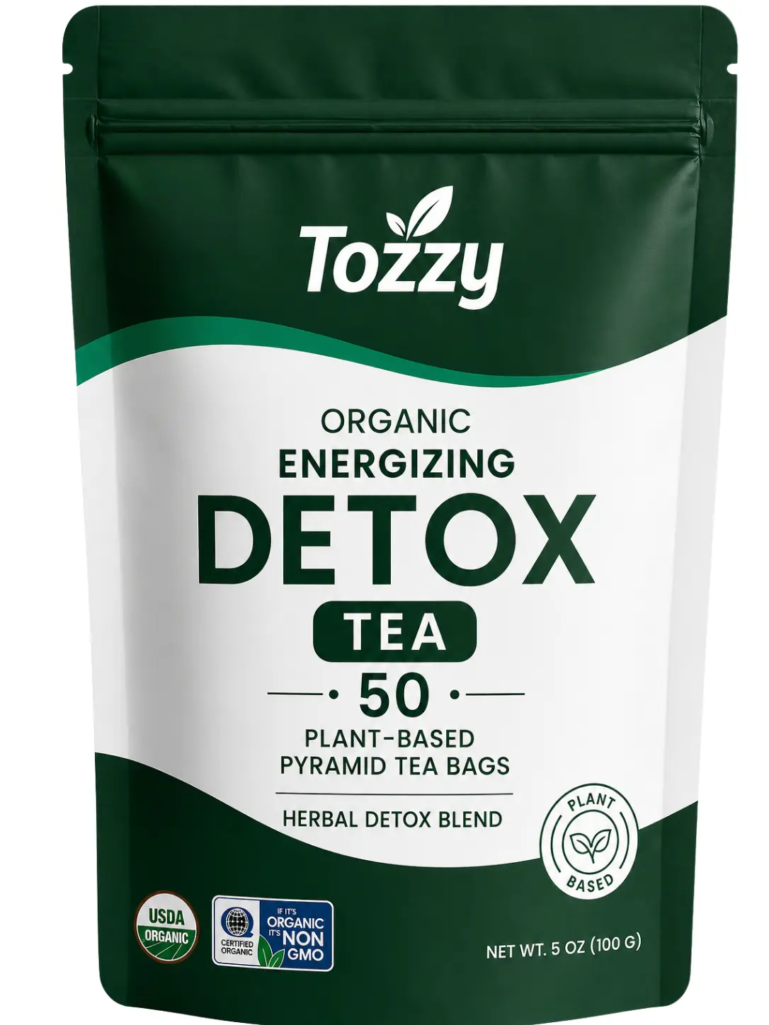 Tozzy Organic Detox Tea | 100 Count | Plant-Based Pyramid Tea Bags