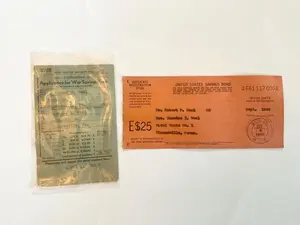 WWII War Bond Ephemera Set: Original Application & Receipt - 1945 US Treasury Collectible