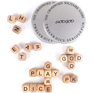 2 Set – The Crossword Dice Game Set, Wooden Letter Dice –Dice Game,Word Dice,Travel Game, Fun Multiplayer Word Game for Travel, Camping, and Family Night, with Portable Storage Boxes