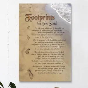 Canvas Posters Footprints in The Sand UnFramed Artistic Painting for Bathroom Living Room Bedroom Home Wall Photo Ornaments Decorative Gift Decoration wall decor posters