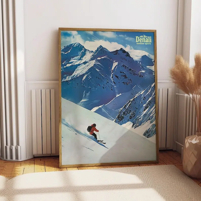 Vintage Skiing Magazine Poster, Ski Wall Art Poster, Outdoor Ski Catalogue Poster, Skiing Magazine Wall Art Print, Retro Backcountry Poster