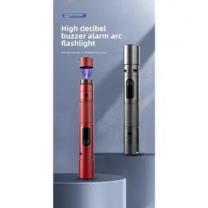 Super Bright LED Flashlight Built-in Arc Lighter, Zoomable Rechargeable Torch, Strobe & SOS Mode, Portable Self Defense Flashlight for Outdoor and Home Use