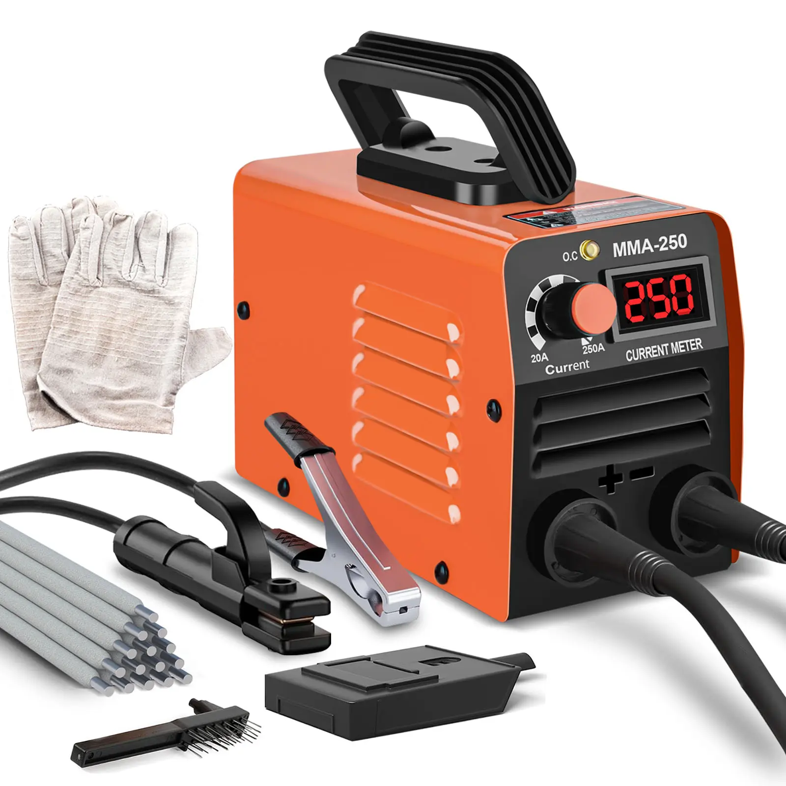 GNI Super Mini Stick Welder Machine - 110V 250A IGBT Inverter ARC Portable MMA Welding Machine for Beginners, with 10pcs Welding Rod Tools, Hot Start Arc Force Anti-Stick (Orange), Welding Machines