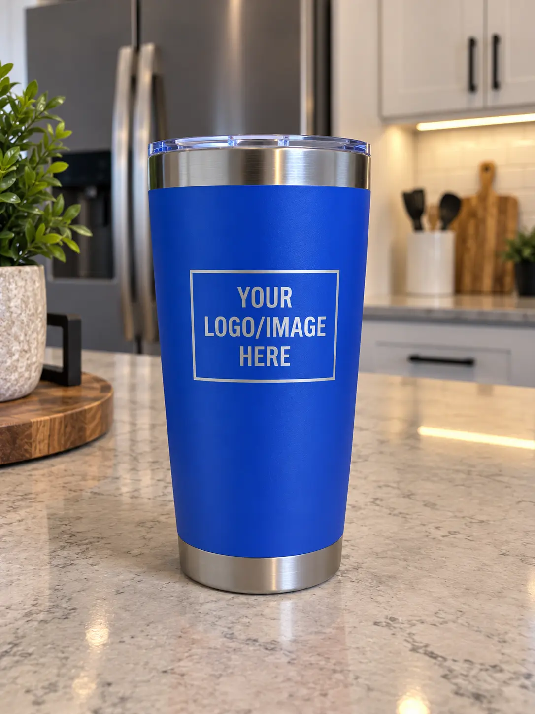 Custom Engraved Insulated Bottle/Mug (20oz - Blue)