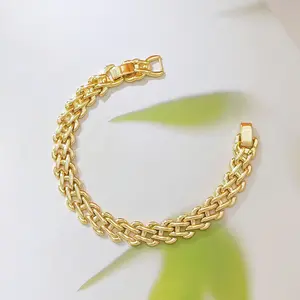 14K Gold Plated Double Row Cuban Link Bracelet for Women Men, Chunky Thick Curb Chain Bracelet, Hip Hop Fashion Stackable Jewelry Gift for Birthday Anniversary