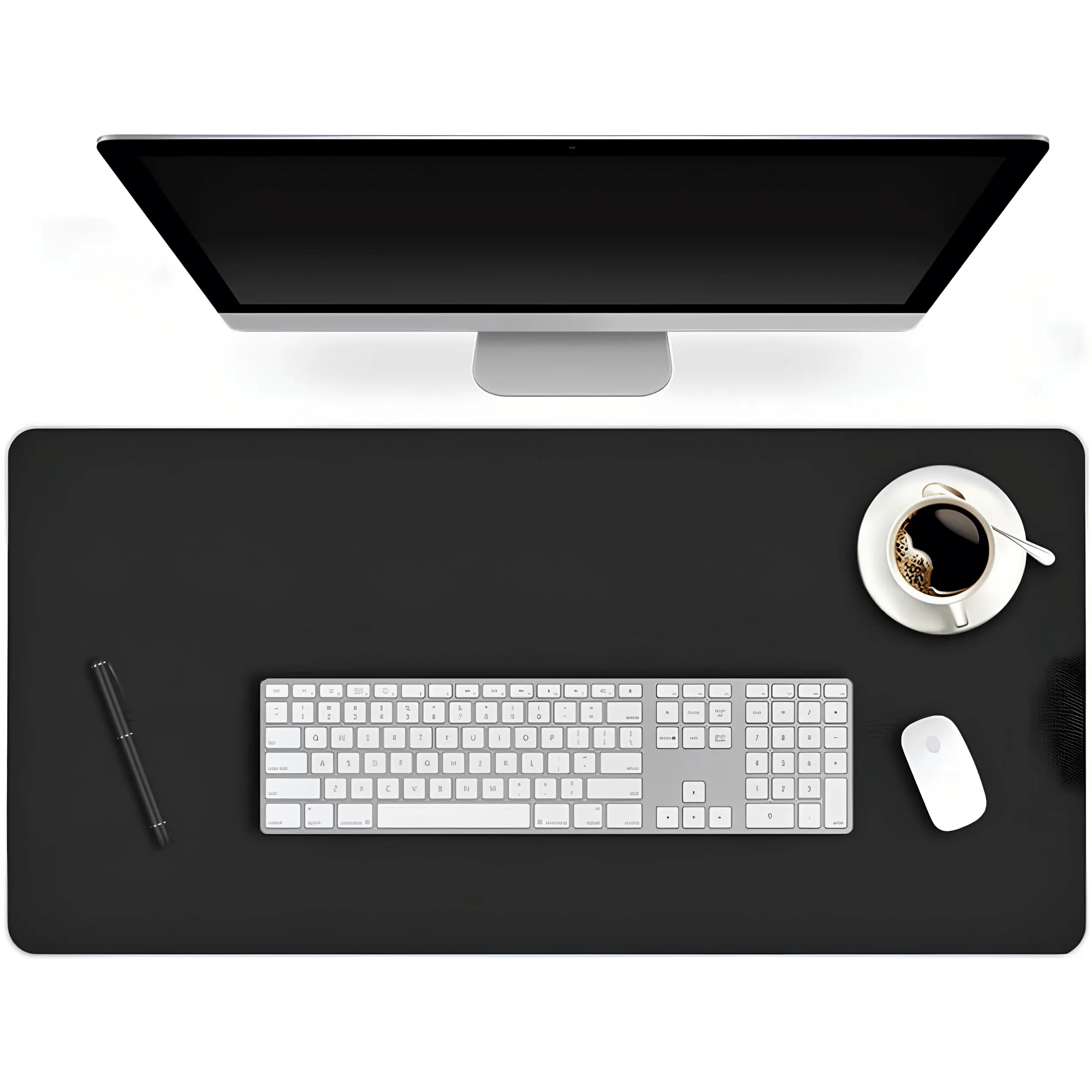 PU Leather Desk Pad Protector 16 x 32 Inch Large Office Desk Blotter & Writing Mat, Non-Slip Mouse Pad for Computer, Laptop, Keyboard & Gaming Setup, Desk Organizer & Workspace Accessory for Home & Office, Black