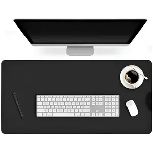PU Leather Desk Pad Protector 16 x 32 Inch Large Office Desk Blotter & Writing Mat, Non-Slip Mouse Pad for Computer, Laptop, Keyboard & Gaming Setup, Desk Organizer & Workspace Accessory for Home & Office, Black