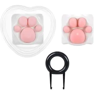2 Pack Custom Keycaps Metal and Rubber Keycaps Keyboard Keycaps  Paw Shaped Kawaii Keycaps Cute Gaming Keycaps for Mechanical Keyboard with Keycap Puller ( and White)