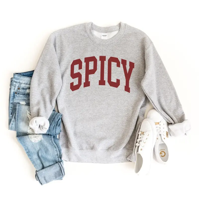 Spicy Crewneck College Sweatshirt, Funny Sweatshirt, Gift for Her, Sarcastic and Sassy Sweater, Cute Sweatshirts for Women, Cozy Sweatshirt