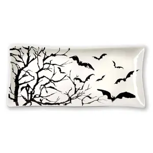 Spellbound Rectangular Platter Black Earthenware Halloween