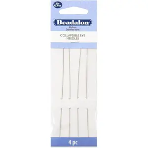 Collapsible Eye Beading Needles Medium 0.36 mm/.014 inches Diameter 5 inches Length 4 pc