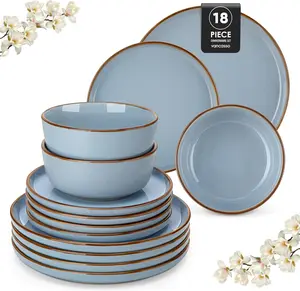 vancasso Loire 16/18-Piece Stoneware Dinner Set for 4/6 People, Dinnerware Sets with Plates and Bowls, Scratch Resistant Dinner Service Set for Family or Restaurants, Dishwasher and Microwave Safe Kitchen Home Tableware Ceramics