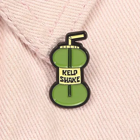 SpongeBob SquarePants Comedy Funny Animation Animated Series Enamel Pin Kelp Shake Seaweed Juice Drink Metal Durable Alloy Material Brooch Lapel Backpack Badge Fashion Jewelry Accessories Gift for Friends Brooch Pins