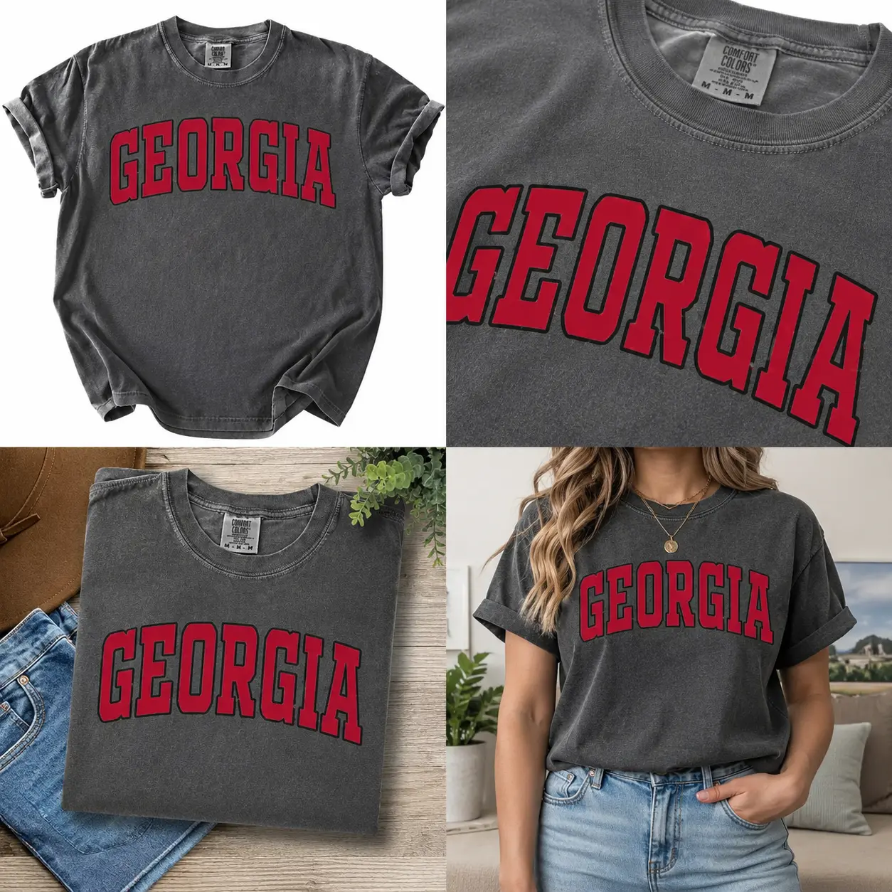 Comfort Colors Pepper Varsity Shirt | Vintage College Graphic Tee | Retro Athletic T-Shirt | Unisex Garment Dyed Cotton Tee