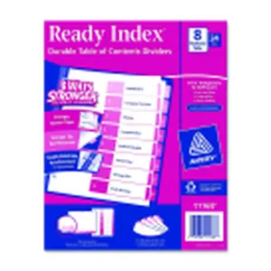 Avery Ready Index Paper Reinforced Uncollated Index Divider Set, Multiple Color, Number 1-8, Set 24