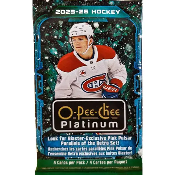 2025-26 Upper Deck O-Pee-Chee Platinum Ice Hockey Blaster Pack - 4 Cards, Blaster-Exclusive, Hard-Signed Autograph Cards, Marquee Rookies, Violet Pixels, Neon Yellow Surge, Golden Treasures, Rainbow Design, Platinum Stock, Emerald Surge, Path to Victory,,
