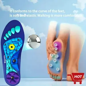 Unisex Magnetic Insoles - Comfortable Support for Work Boots. Odorless EVA Material, Blue & Purple Hexagonal Design with Magnetic Suction Cups, Ergonomic Footwear for Enhanced Comfort & Pressure Workout Shoes Stylish Footwear Accessory Latex Construction.