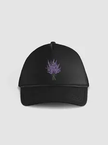 Lavender Bouquet Trucker Hat – Floral Mesh Cap, Botanical Lavender Baseball Hat