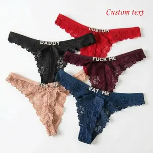 Custom Personalized Name Thong for Women with Rhinestone Letters(sliver/gold/rose), sexy breathable lace panties, custom distintive special Lingerie Gift for your beloved one