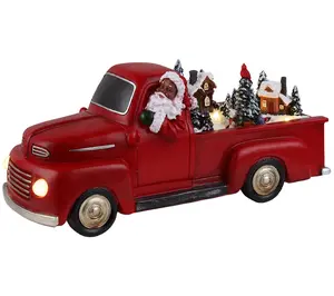 Mr. Christmas 11" Animated Nostalgic Red Truck- Black Santa