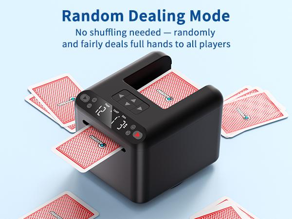 Automatic Card Dealer Machine - 4 Optional Drawing Remotes, Rechargeable for 3 Decks, 1-12 Players, Adjustable Dealing Distance, Quiet 360° & 180° Rotation, Compatible with Poker, UNO, Bridge, Blackjack & More