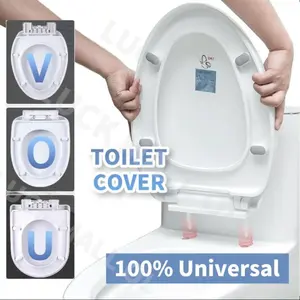 Premium Universal Toilet Seat with Slow Close Hinges,Comfortable Ergonomic Design,U/V/O Design Fits Most Standard Seats Cover,Standard Elongated Toilet Seat with Non-slip Seat Bumpers, Easy to Install & Clean, Heavy Duty PP Material