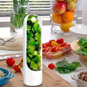 Fresh Herb & Vegetable Preservation Set, Includes Mint & Cilantro Storage Cups with Hydroponic Containers, High-Quality Kitchen Organizer, Produce Storage Containers