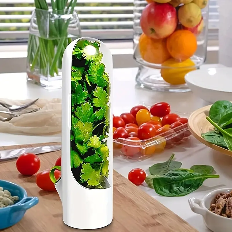 Fresh Herb & Vegetable Preservation Set, Includes Mint & Cilantro Storage Cups with Hydroponic Containers, High-Quality Kitchen Organizer, Kitchen Accessories, Preserving Containers, Food Storage, Kitchen Plastic Containers
