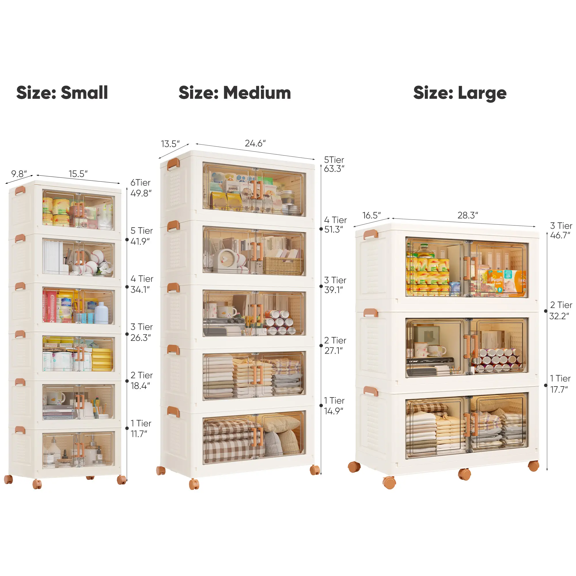 [Clearance/Spe]Raybee Small Plastic Clear Storage Bins with a Lid, Mini Stackable Storage Containers with Wheels, Folding Storage Boxes, Cute Closet O
