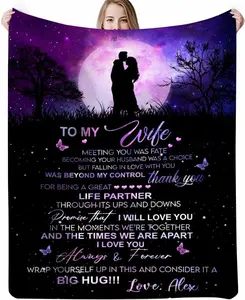 to My Wife Blanket, Gifts for Wife, Romantic Gifts for Her, to My Wife Gifts from Husband, Christmas Birthday for Wife, Wife Blanket Home Bedroom Decor