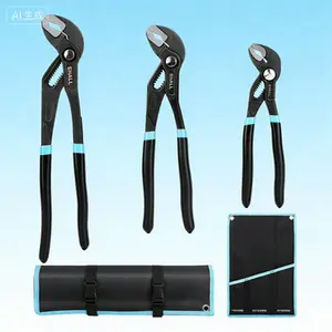 Fast Adjustable Push-Lock Water Pump Pliers Set, 3-Piece Cr-V Steel Groove Joint Pliers (7, 9-1/2, 12 Inch) with Tool Roll Bag, for Home Repair, Plumbing, and Maintenance, Reusable, Durable, Quick-Release Mechanism