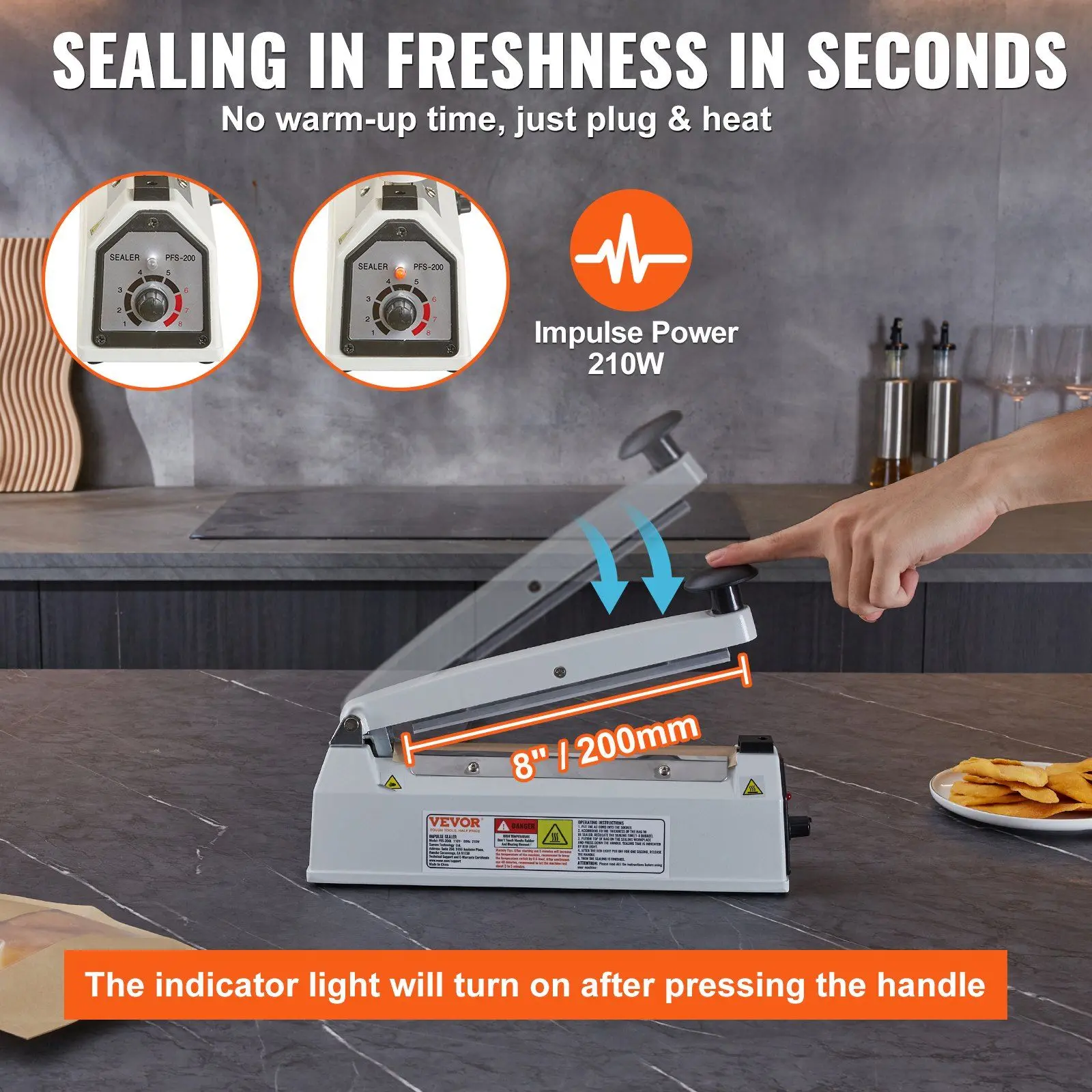 Spring new arrivals Impulse Sealer 8 inch, Manual Heat Sealing Machine with Adjustable Heating Mode, Aluminum Shrink Wrap Bag Sealers for Plastic Mylar PE PP Bags, Portable Poly Bag Sealer with Extra Replace Kit