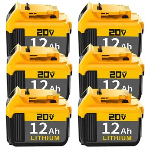 6-Pack 12Ah Lithium-lon 20V Battery Replacement for Compact XR Design, High-Capacity Power, Compatible with DCB205 DCB200 DCB203 20-Volt Cordless PowerTools, Long-Lasting, Reliable and Durable Constructionfor powertools